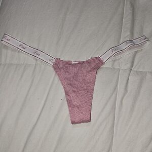 VS PINK XS Pink Shimmer And White Thong Underwear. NWOTS